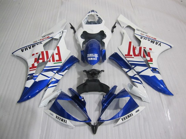 Custom 2006-2007 Blue White Fiat Yamaha YZF R6 Motorcyle Fairings Custom 2006-2007 Blue White Fiat Yamaha YZF R6 Motorcyle Fairings