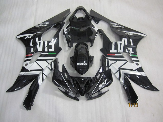 Custom 2006-2007 Black White Motul Fiat Yamaha YZF R6 Motorcycle Fairings Custom 2006-2007 Black White Motul Fiat Yamaha YZF R6 Motorcycle Fairings