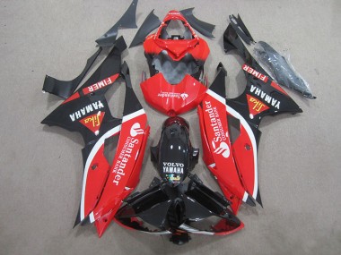 Custom 2008-2016 Black Red White Santander Yamaha YZF R6 Bike Fairings