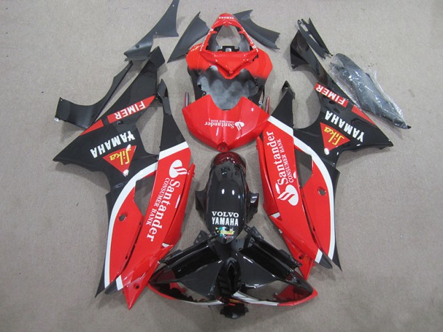 Custom 2008-2016 Black Red White Santander Yamaha YZF R6 Bike Fairings Custom 2008-2016 Black Red White Santander Yamaha YZF R6 Bike Fairings
