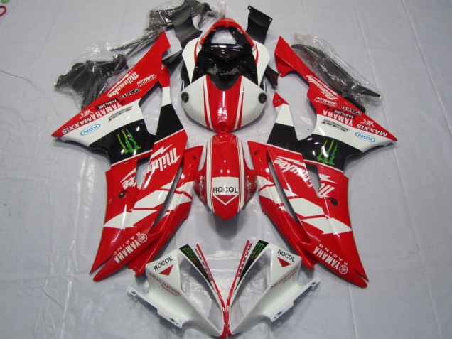 Custom 2008-2016 Red White Rocol Yamaha YZF R6 Motorcycle Fairings Kits Custom 2008-2016 Red White Rocol Yamaha YZF R6 Motorcycle Fairings Kits