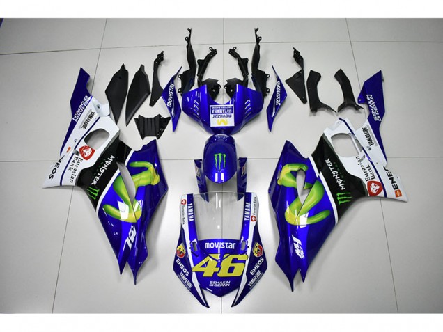 Custom 2017-2021 Monster Blue Movistar 46 Yamaha YZF R6 Motorcycle Bodywork Custom 2017-2021 Monster Blue Movistar 46 Yamaha YZF R6 Motorcycle Bodywork